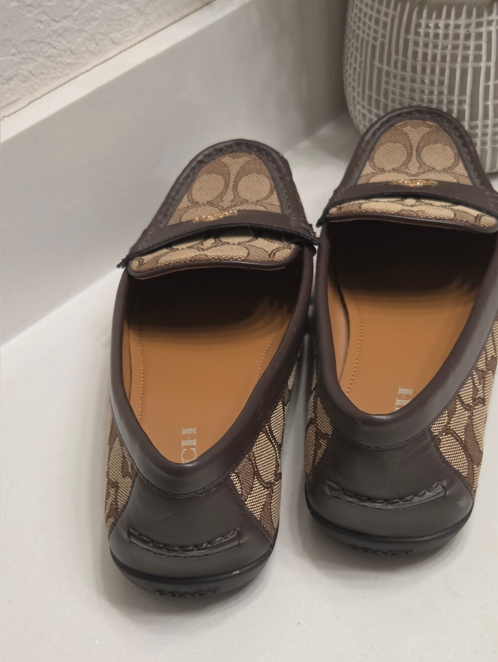 Coach Odette Signature Jacquard Loafers Brown Khaki Tan Size 8 - Picture 3 of 6